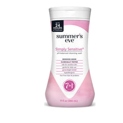 Summer's Eve Simply Sensitive bottle pouring for daily cleansing