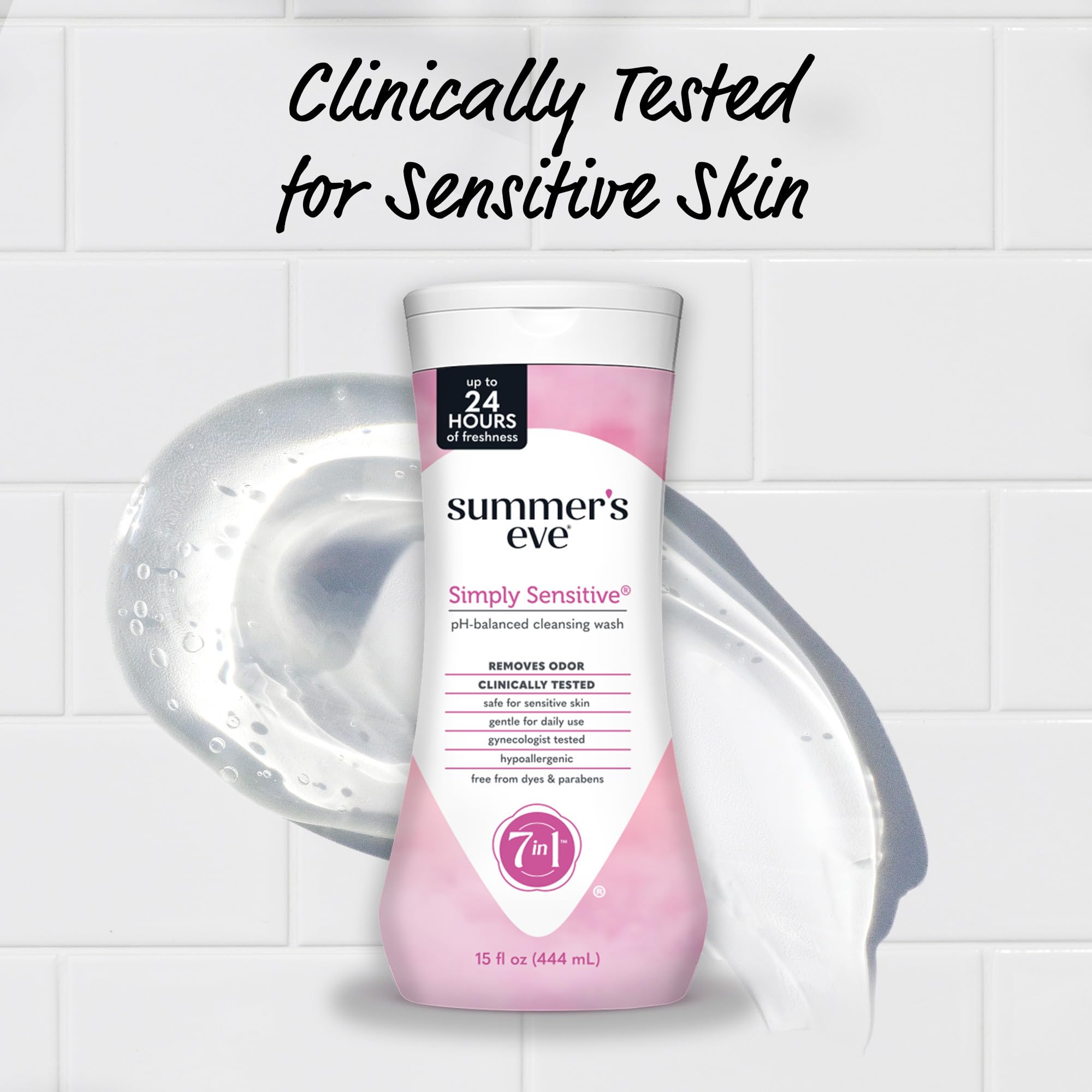 Summer's Eve Simply Sensitive wash with subtly floral fragrance for delicate areas.