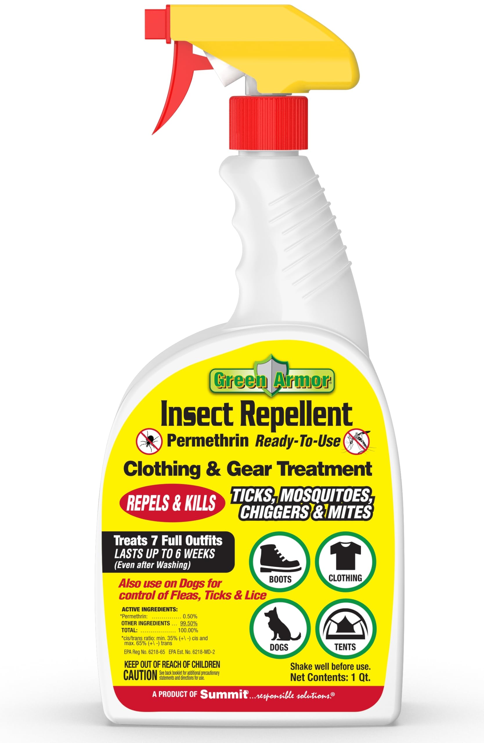Summit Green Armor bottle pour enables easy, even coating on clothing and outdoor gear.