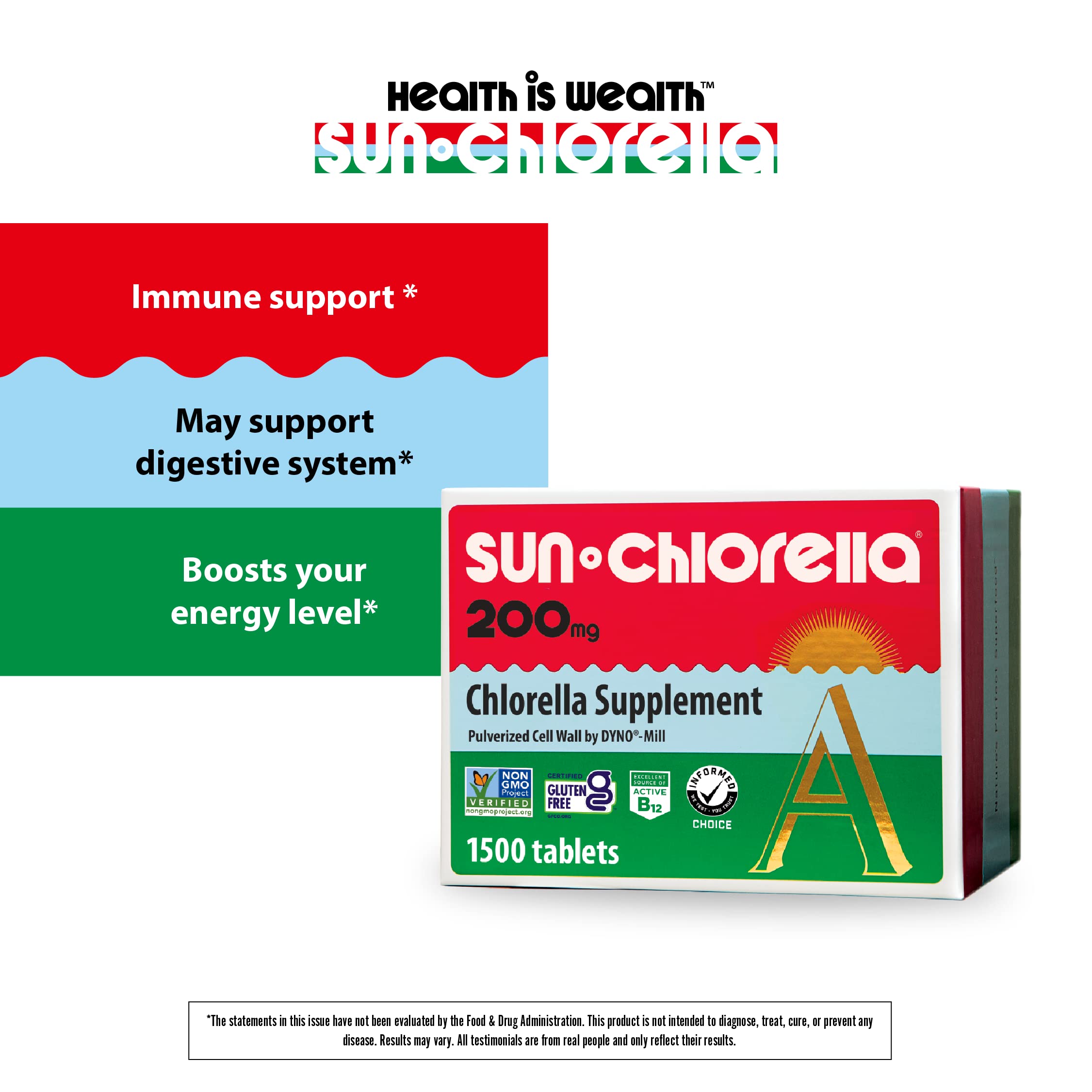 Sun Chlorella tablets in hand illustrate on-the-go nutrition.