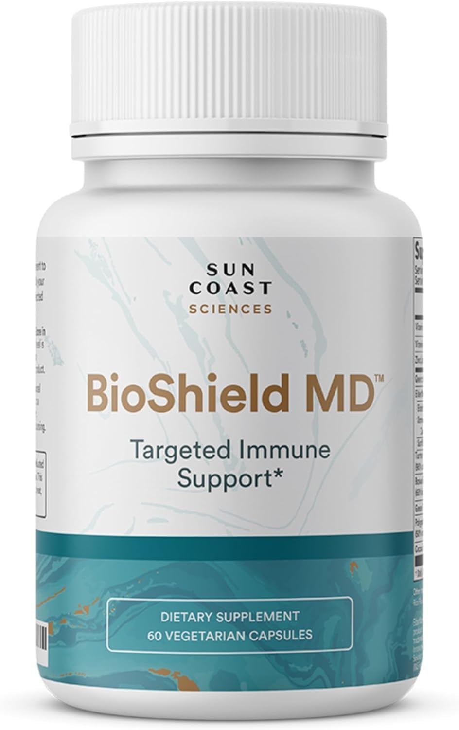 SUN COAST SCIENCES BioShield MD bottle front supporting daily immunity and wellness.