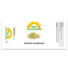 Sun Essential Oils Australian Sandalwood dropper bottle highlighted for easy dosing in blends.