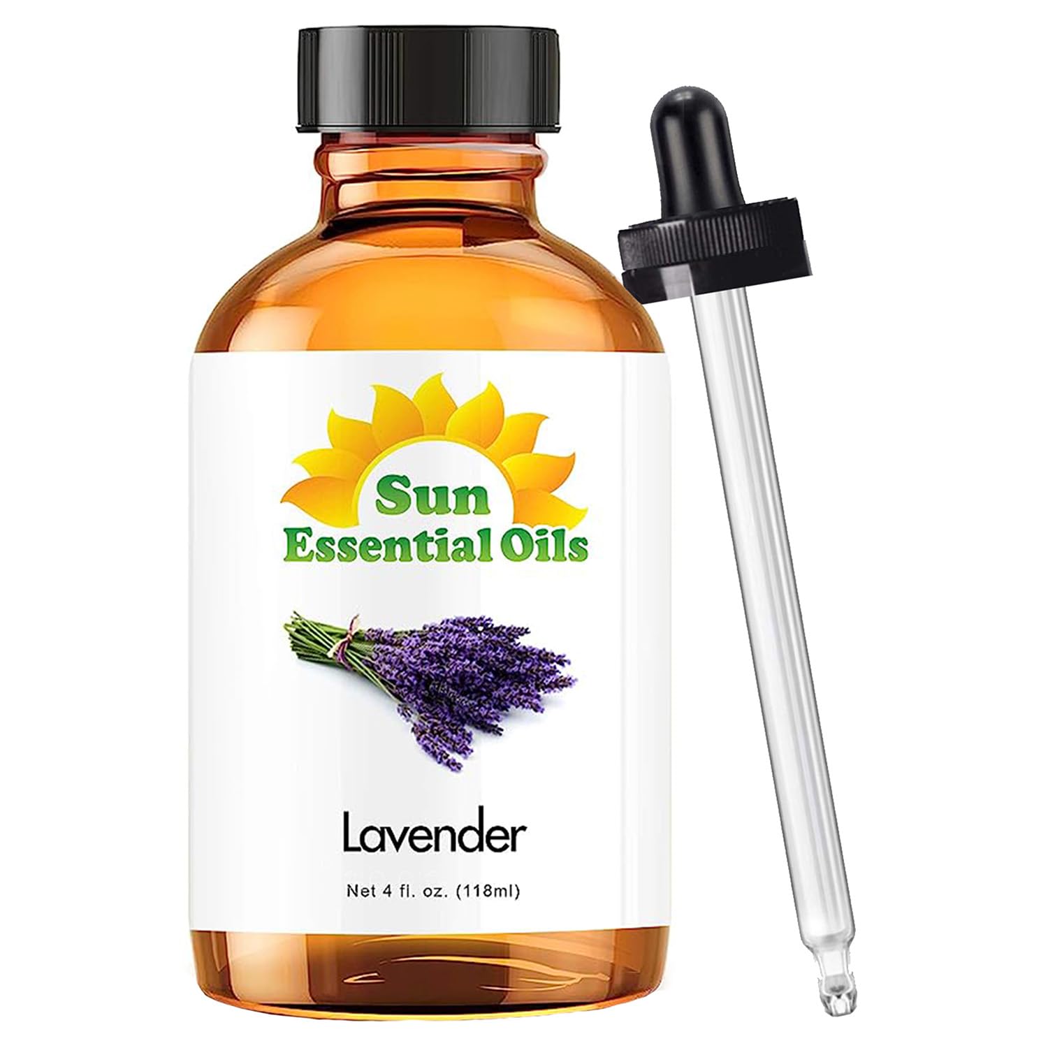 Sun Essential Oils Lavender Oil bottle with dropper for easy diffuser use
