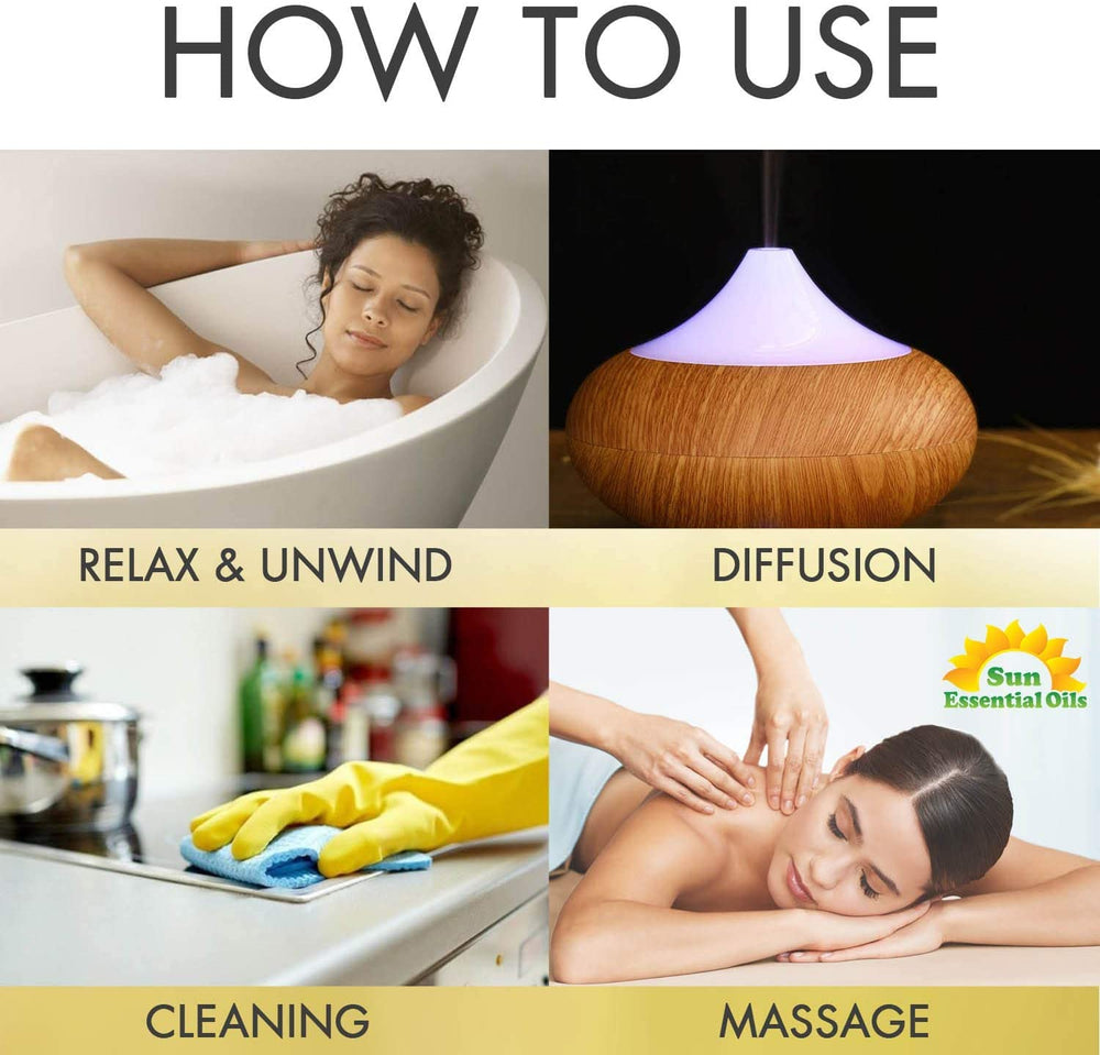 Sun Essential Oils Myrrh diffuser blend enhances evening relaxation.