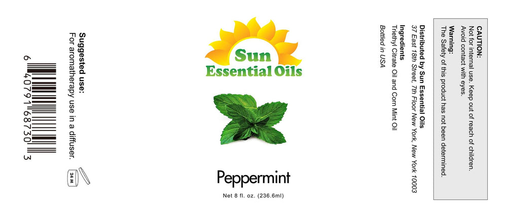 Peppermint oil in a bottle for diffuser setup to lift mood and focus