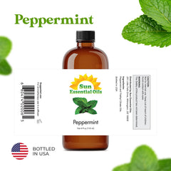 Sun Essential Oils Peppermint Oil in diffuser ready bottle for refreshing aroma