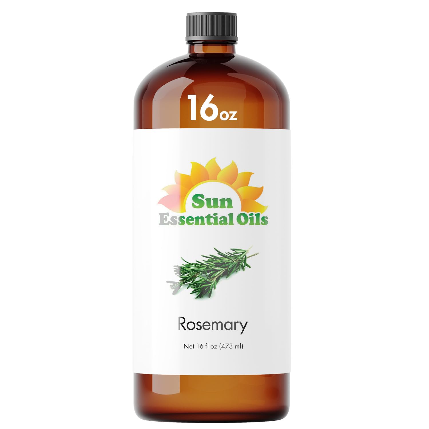 Sun Essential Oils Rosemary bottle pour for easy diffusion and scalp care.