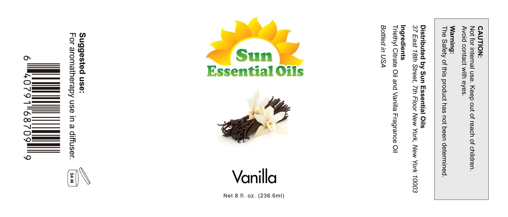 Sun Essential Oils Vanilla in diffuser for a soothing aroma
