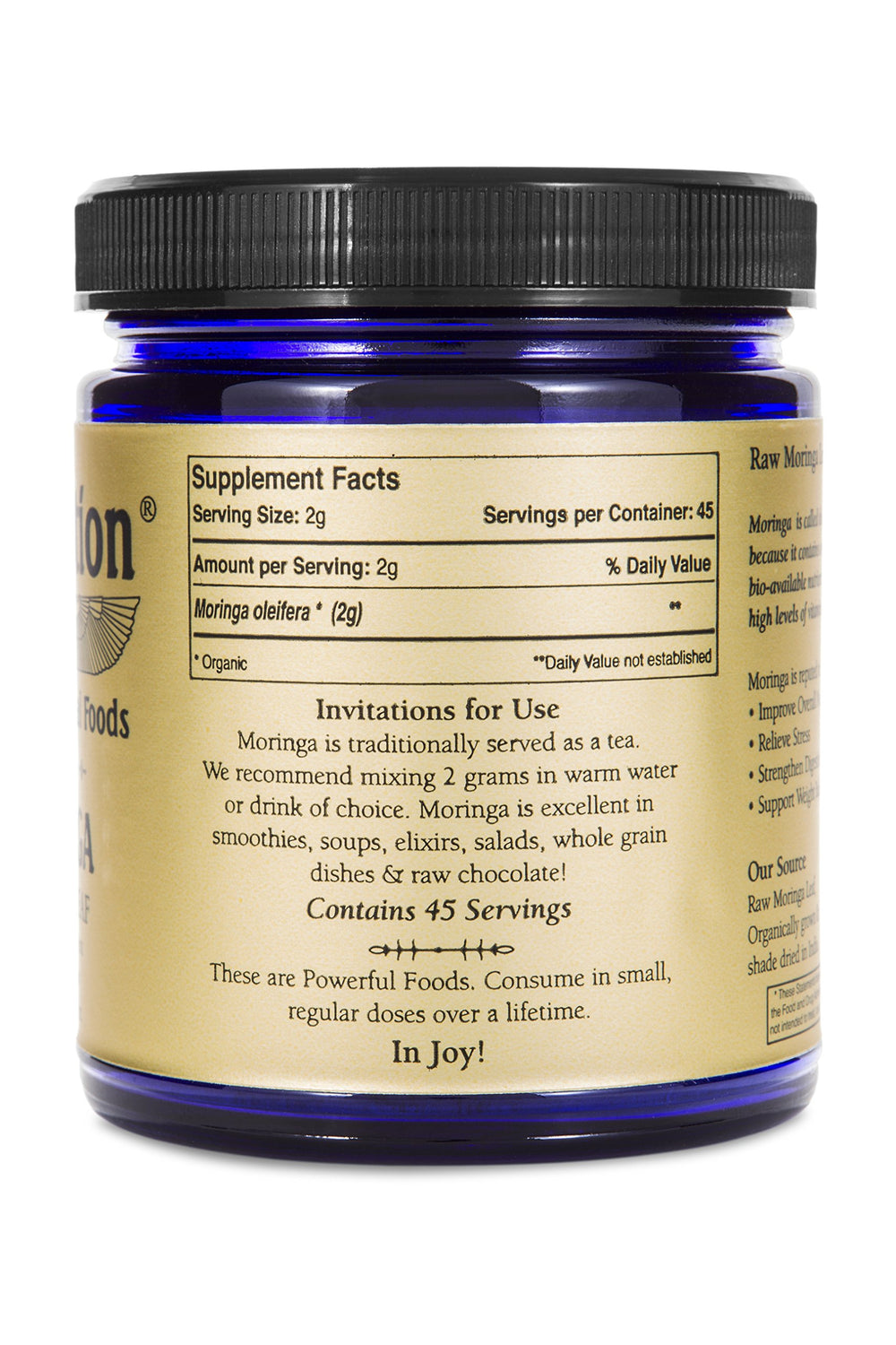Sun Potion Moringa Leaf Powder added to a smoothie.