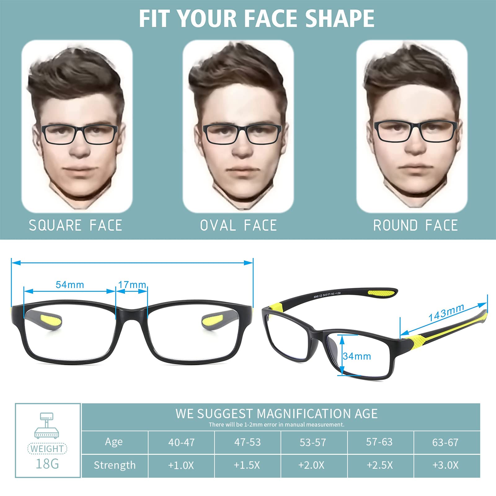 SUNAMOY ergonomic silicone temples for extended comfort during reading