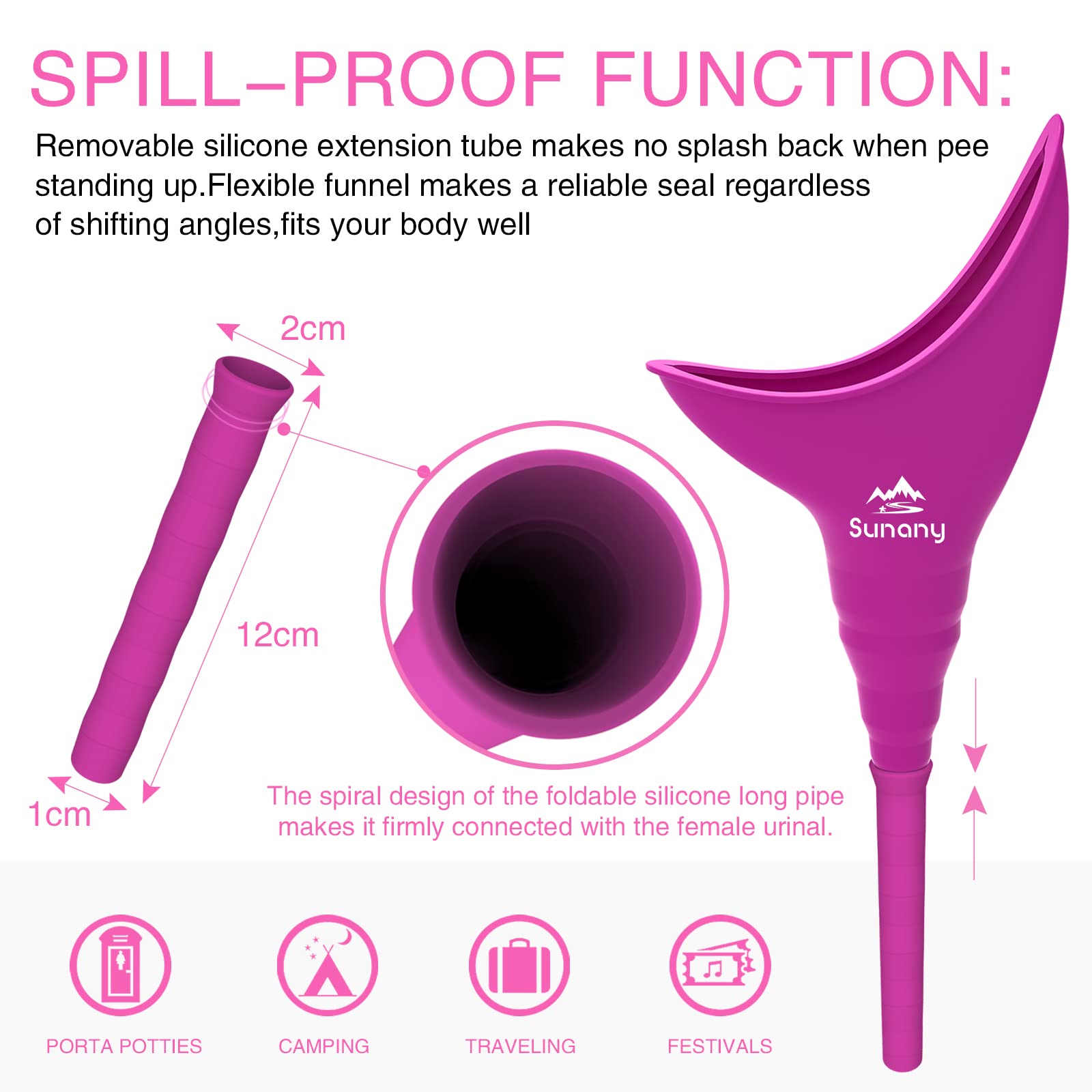 Sunany female urinal folded for travel ultra-portable