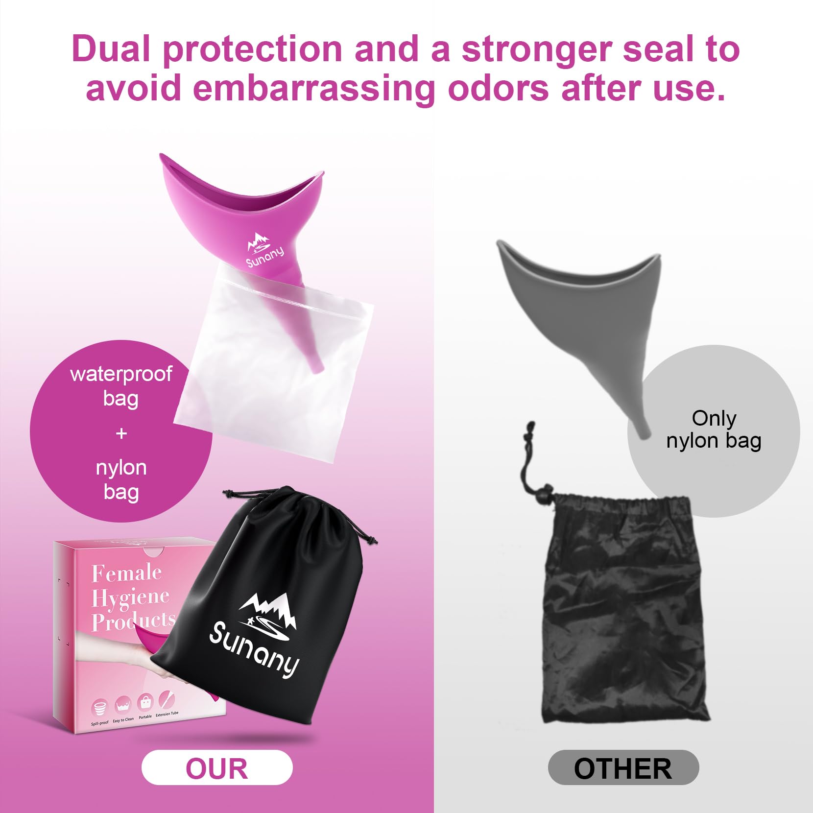 Sunany long-spout design guides easy aiming with minimal splash