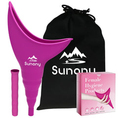 Sunany female urinal silicone close-up shows flexible material for safe use
