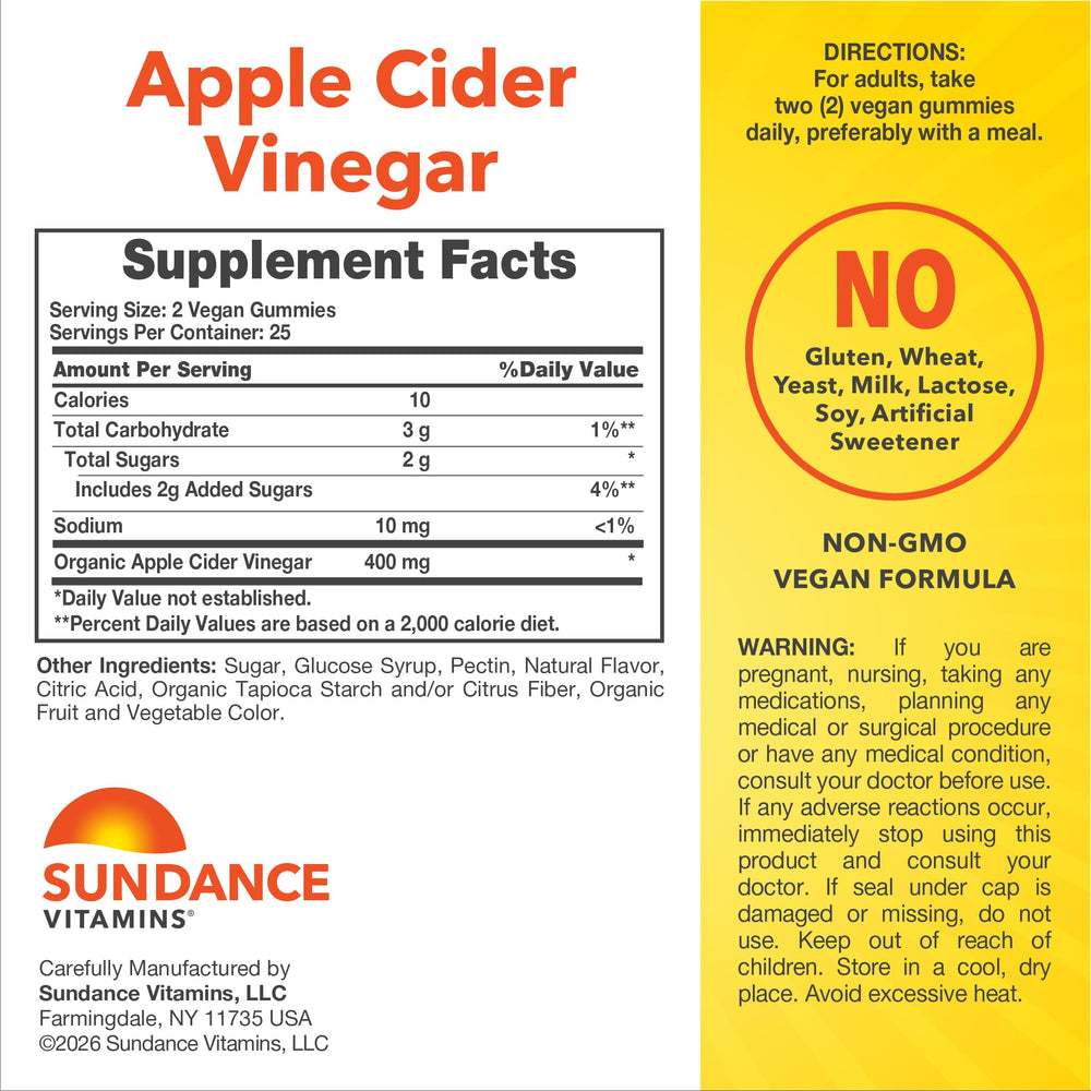 Sundance Apple Cider Vinegar Gummies held out for easy daily use.