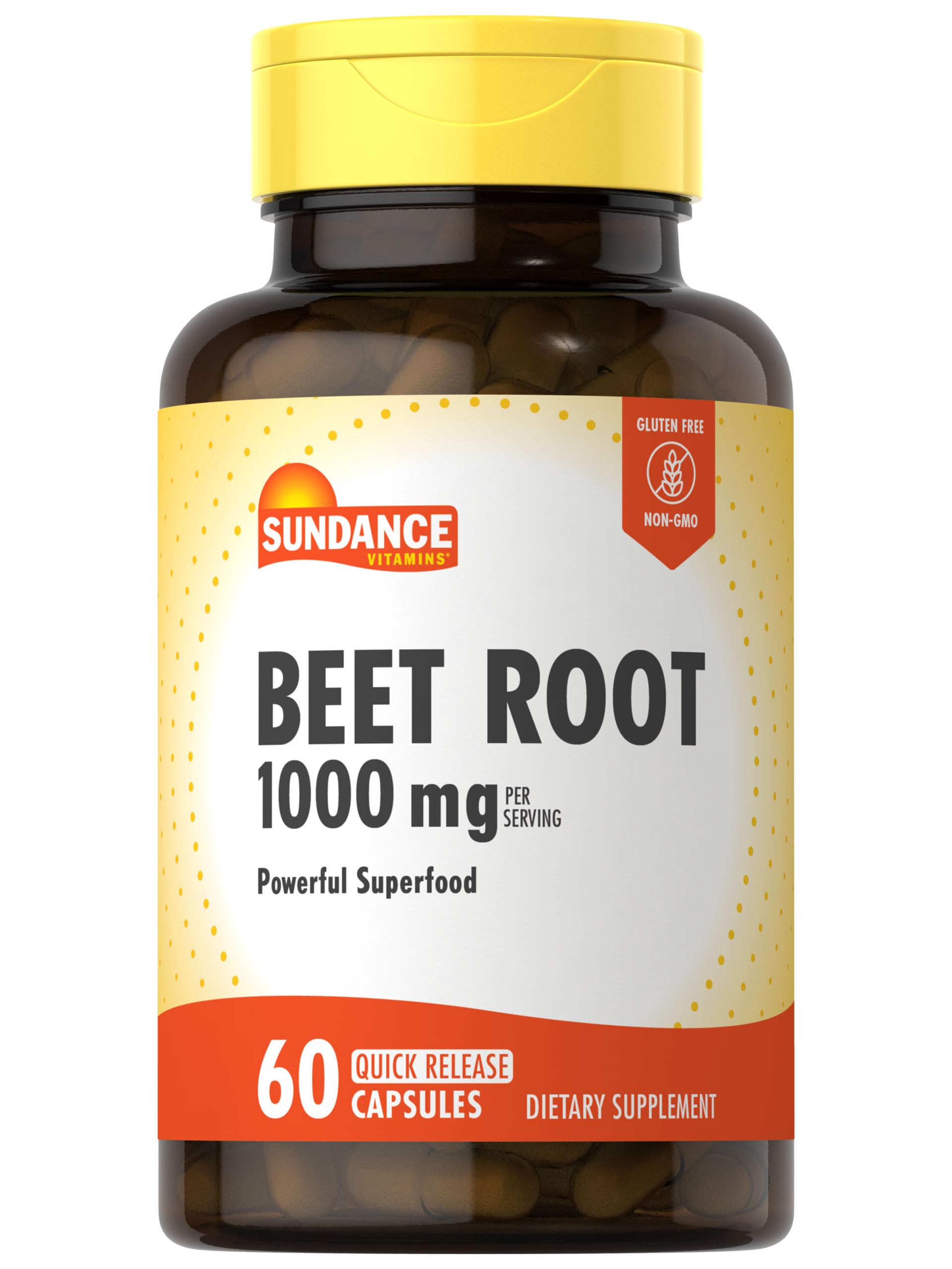 Sundance Beet Root Capsules bottle with 1000 mg per serving for daily use.