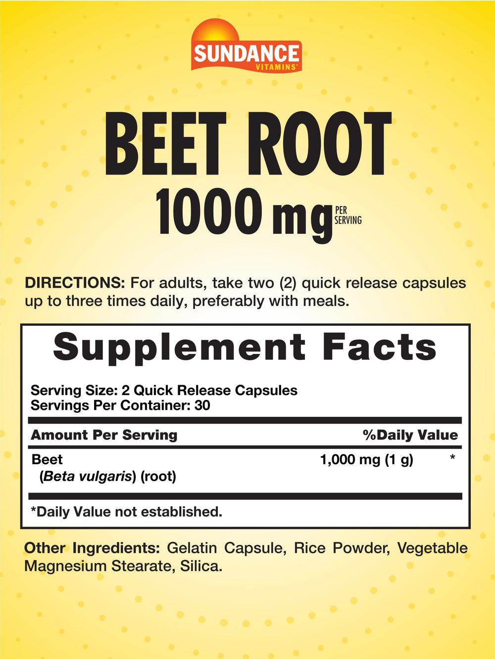 Close-up of Sundance Beet Root Capsules highlighting quick-release design for fast absorption.