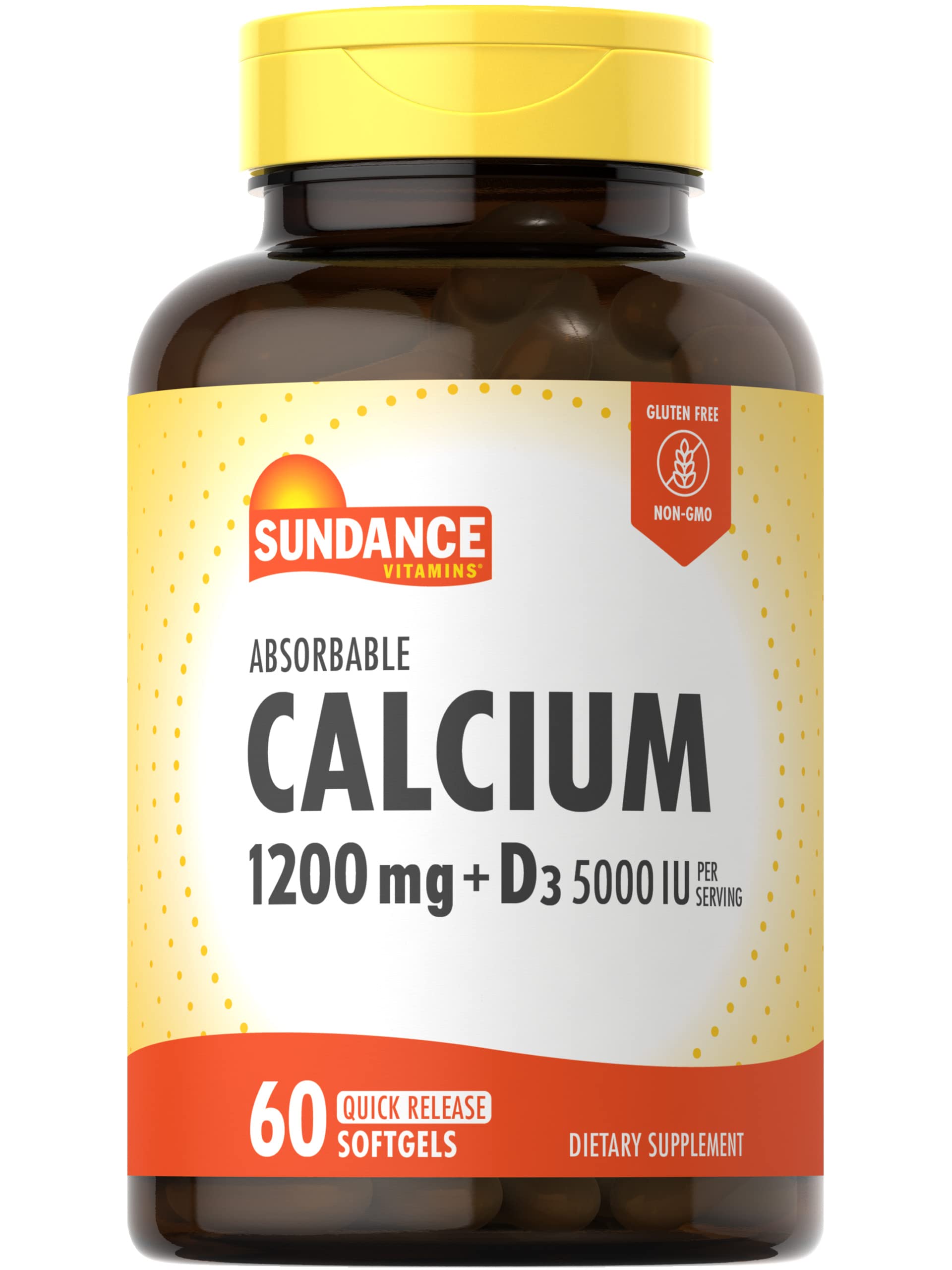 Sundance Calcium 1200 mg with D3 softgels bottle for easy daily use