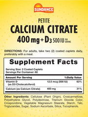 Label view shows 400 mg calcium and 500 IU D3 per serving.