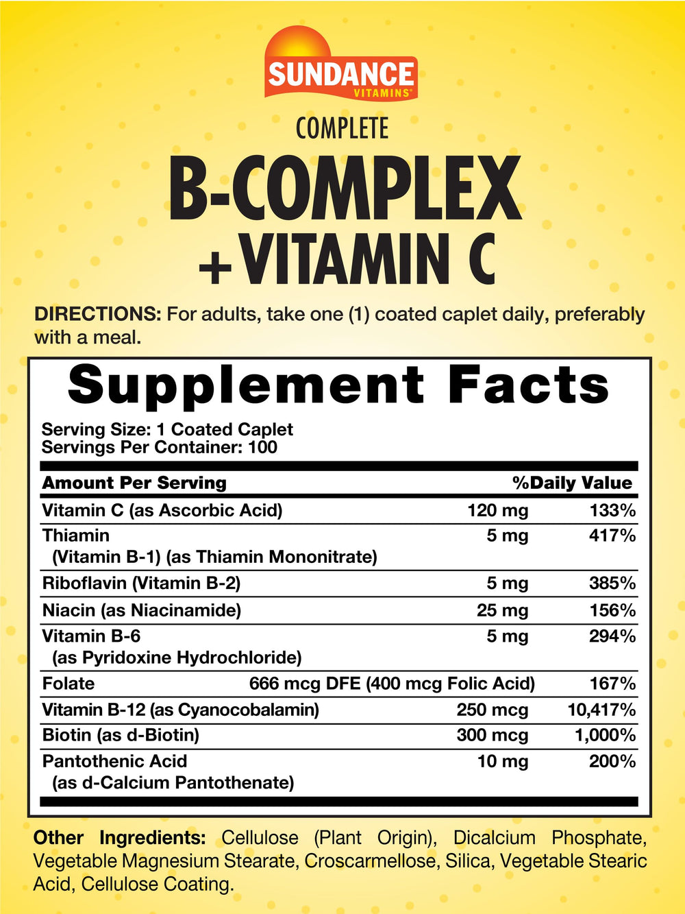 Sundance Complete B-Complex caplet swirl demonstrates smooth coating for comfortable daily intake.