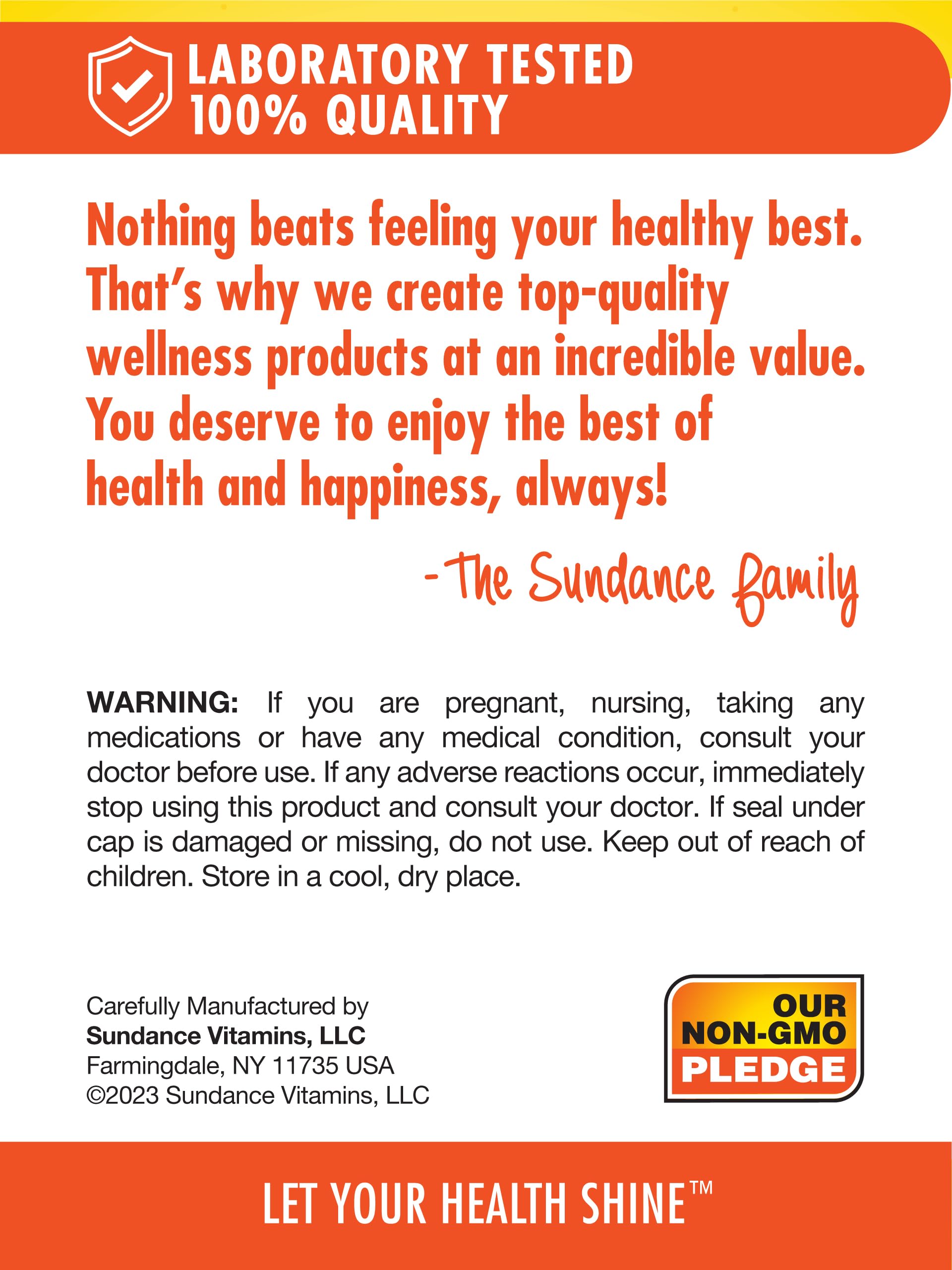 Sundance CoQ10 50mg ingredient label showing transparency