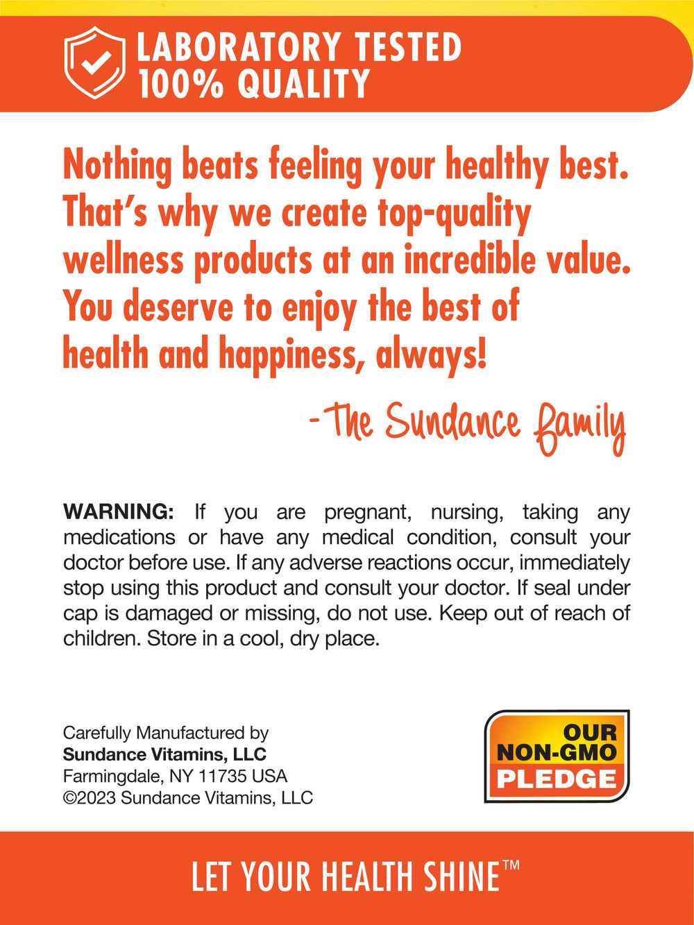 Sundance CoQ10 50mg ingredient label showing transparency