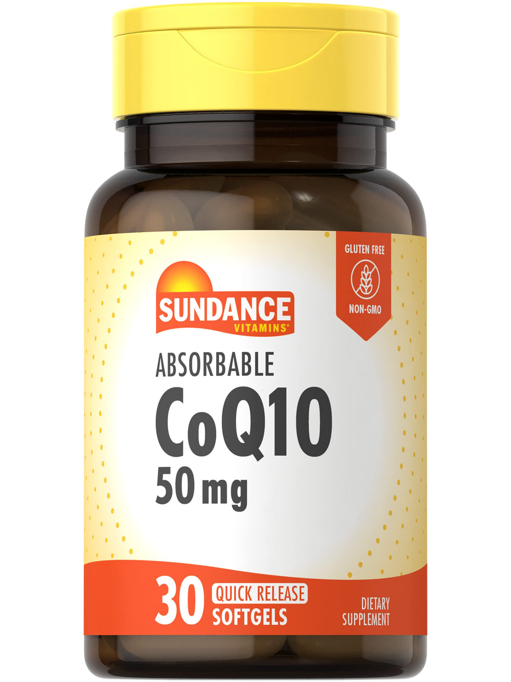 Sundance CoQ10 50mg softgels bottle front view for daily routine