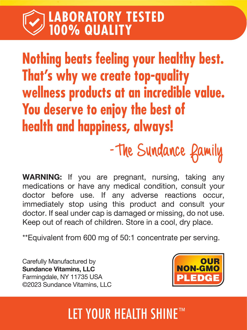 Sundance Cranberry bottle with 60 capsules and resealable label