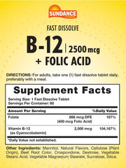Sundance B-12 bottle front showing berry flavor and vegetarian claim