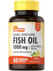 Sundance Fish Oil bottle with lemon flavor supports daily omega-3 intake