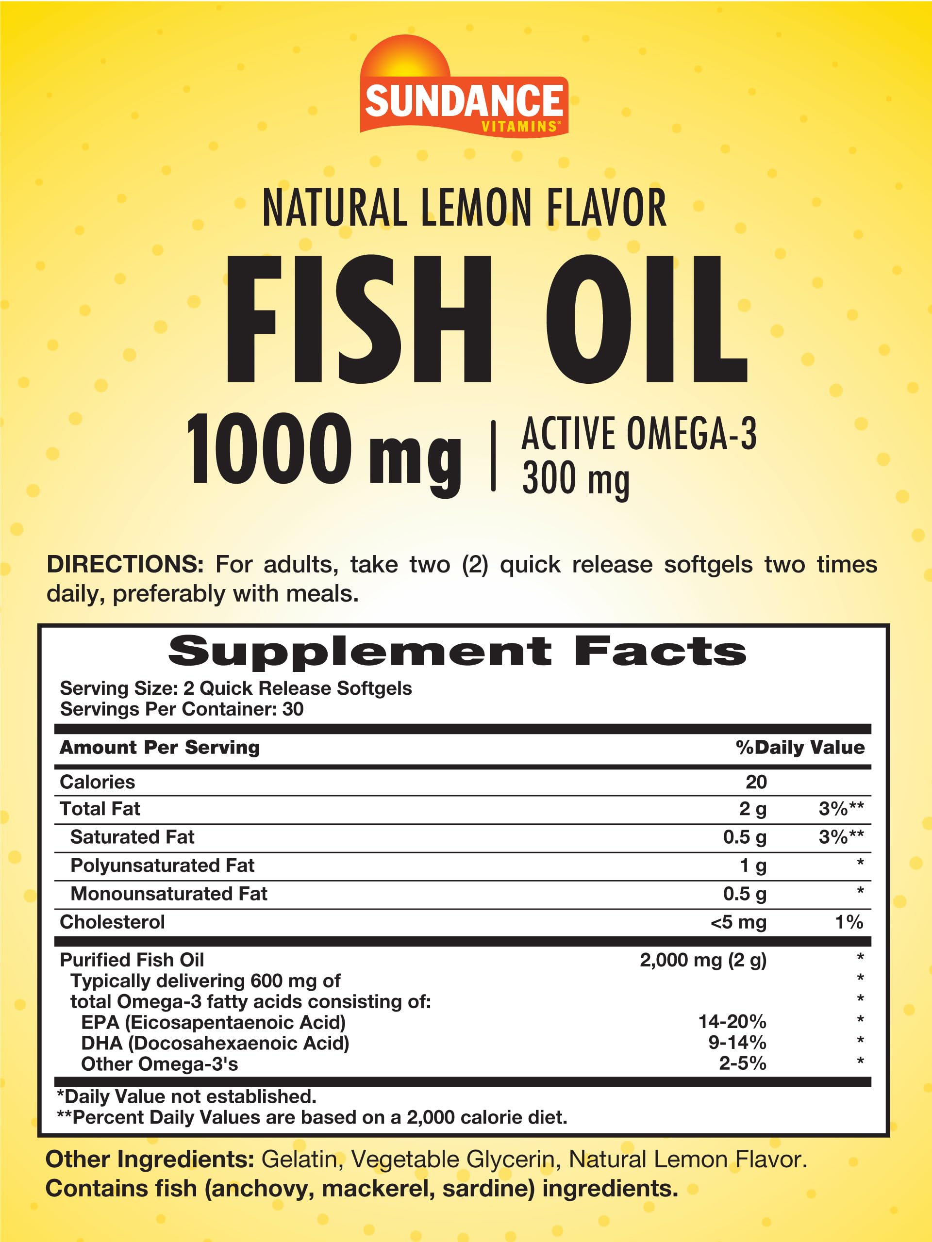 Sundance Fish Oil softgels come in a 60-count bottle for convenience