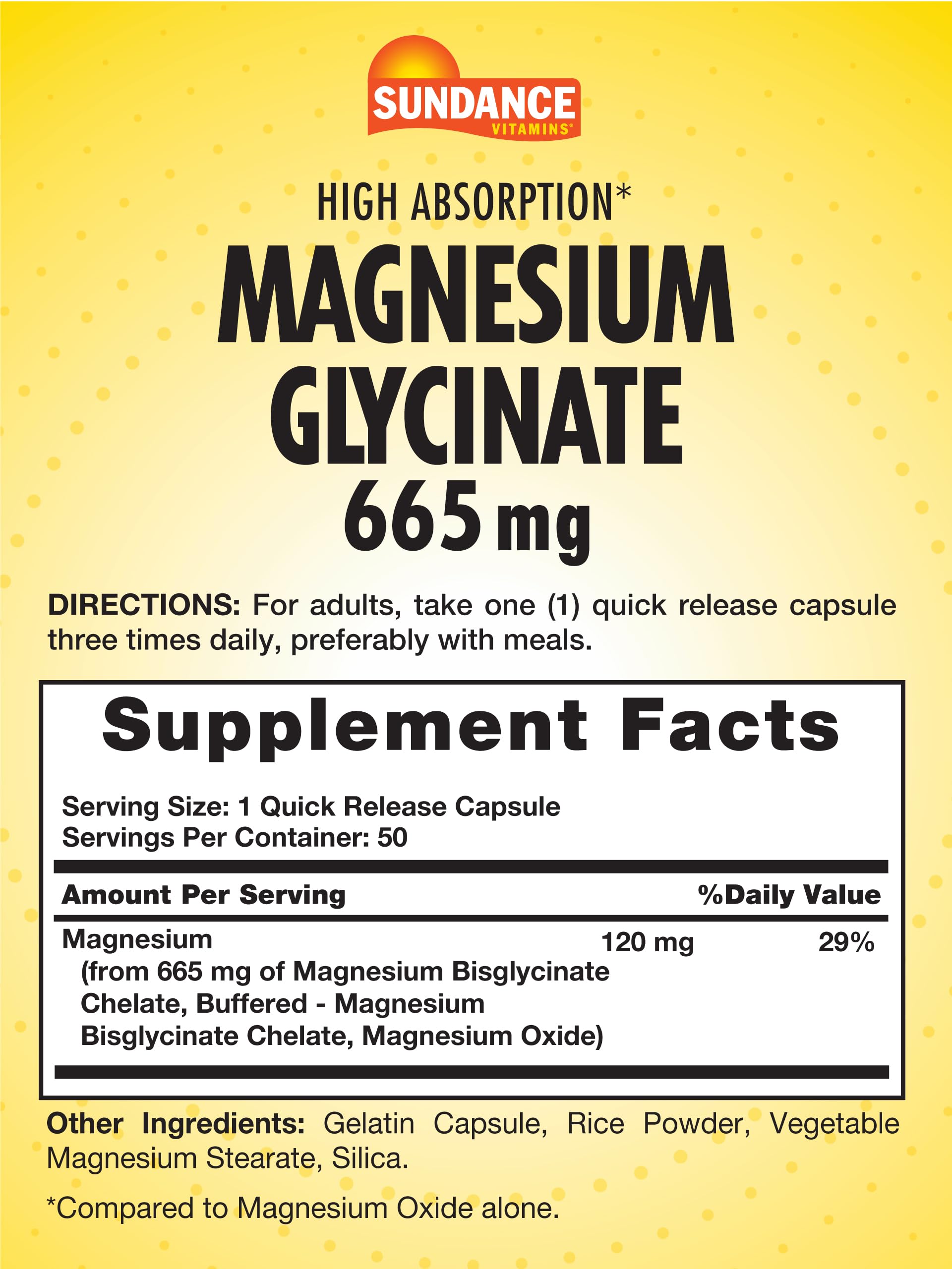 Sundance Magnesium Glycinate Capsules pour image highlighting quick-release capsules for easy dosing