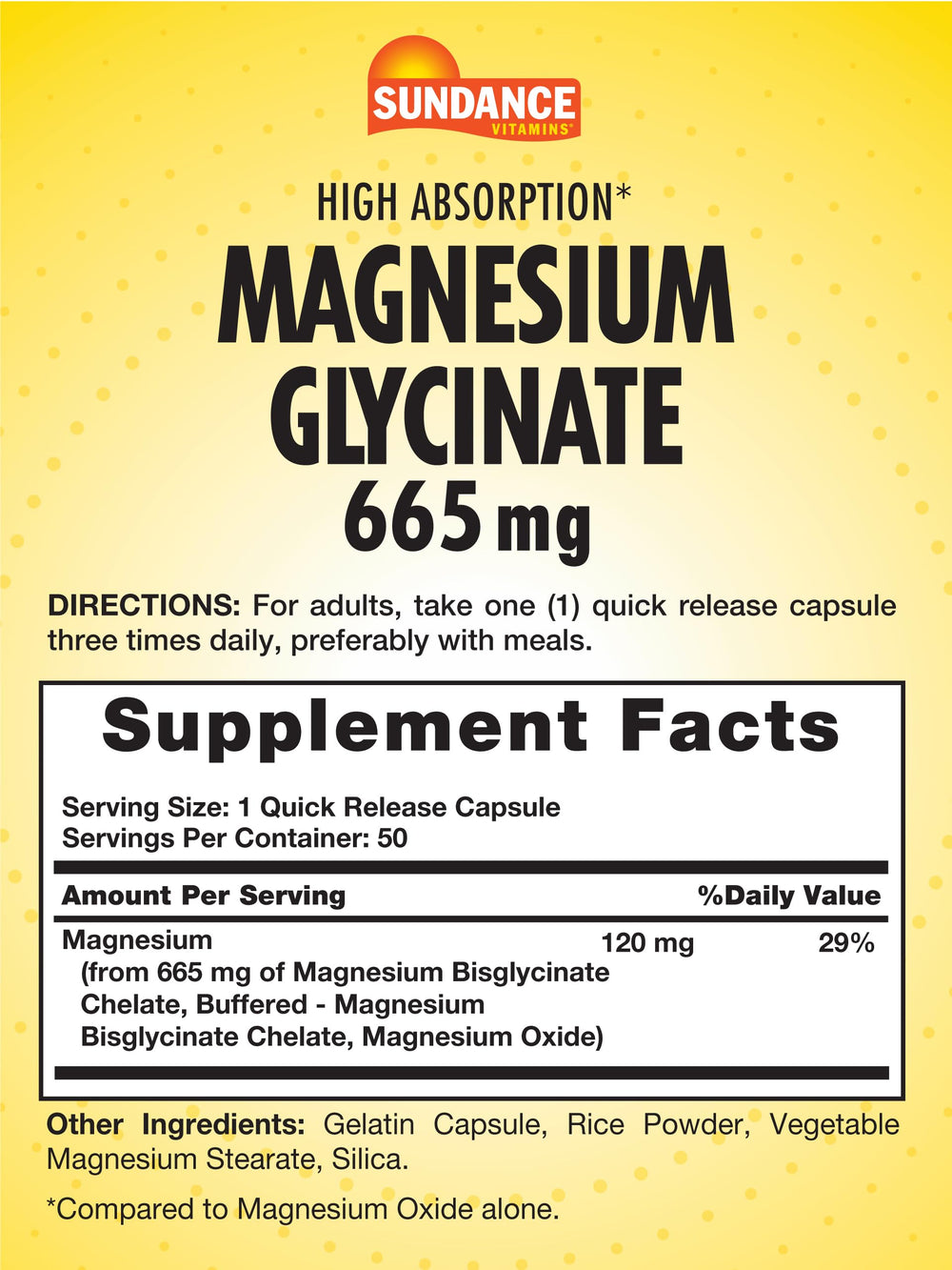 Sundance Magnesium Glycinate Capsules pour image highlighting quick-release capsules for easy dosing