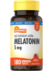 Sundance Melatonin 5mg tablets bottle front for sleep support.