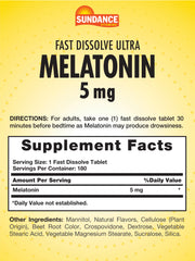 Sundance melatonin berry-flavored fast-dissolve tablets ideal for night-time routines.