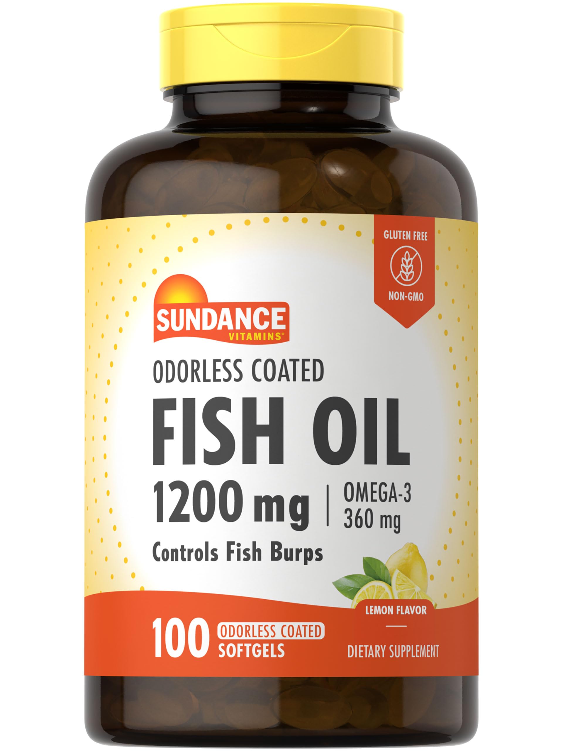 Sundance odorless fish oil 1200mg bottle with lemon flavor for daily use