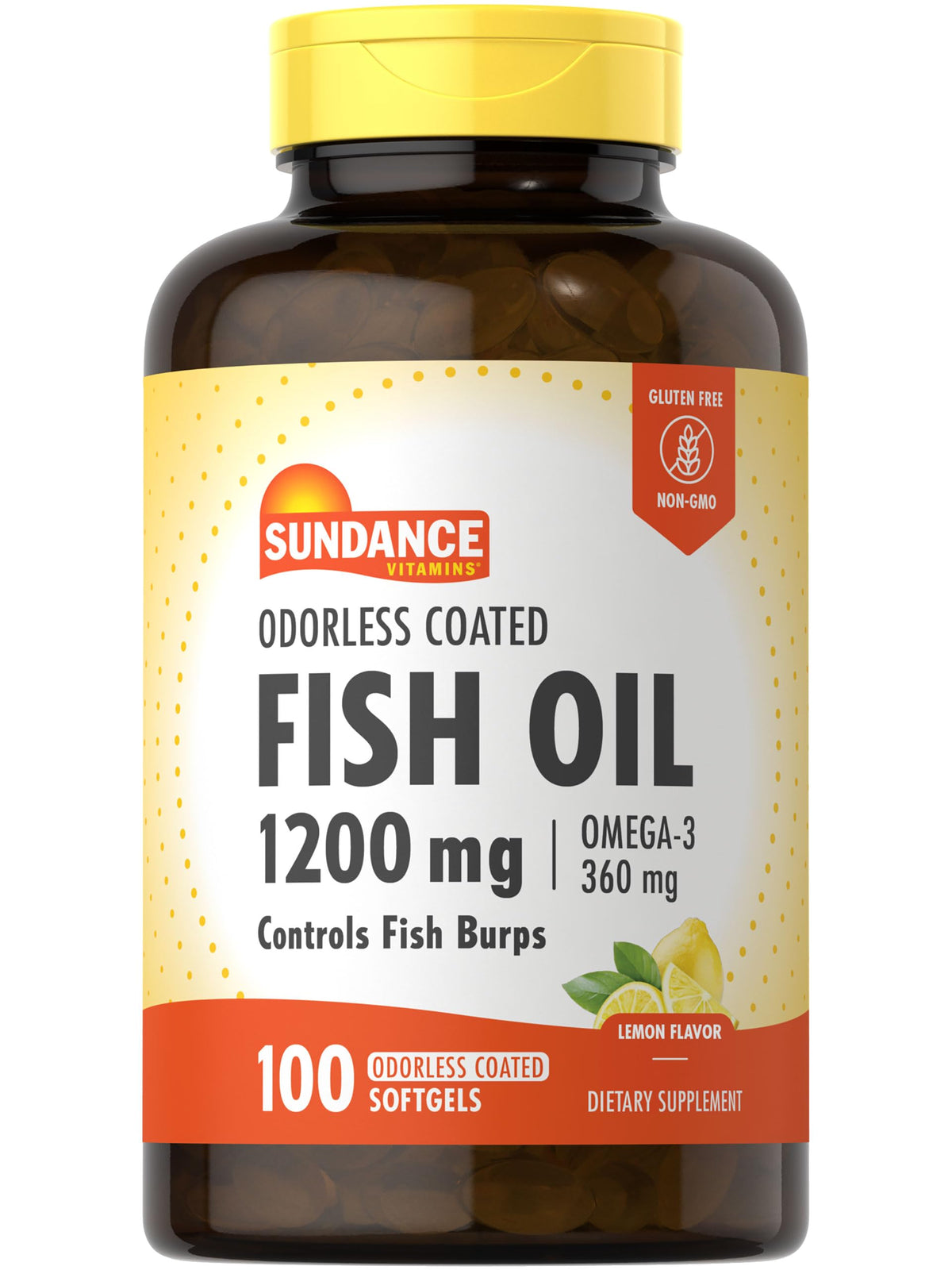Sundance odorless fish oil 1200mg bottle with lemon flavor for daily use