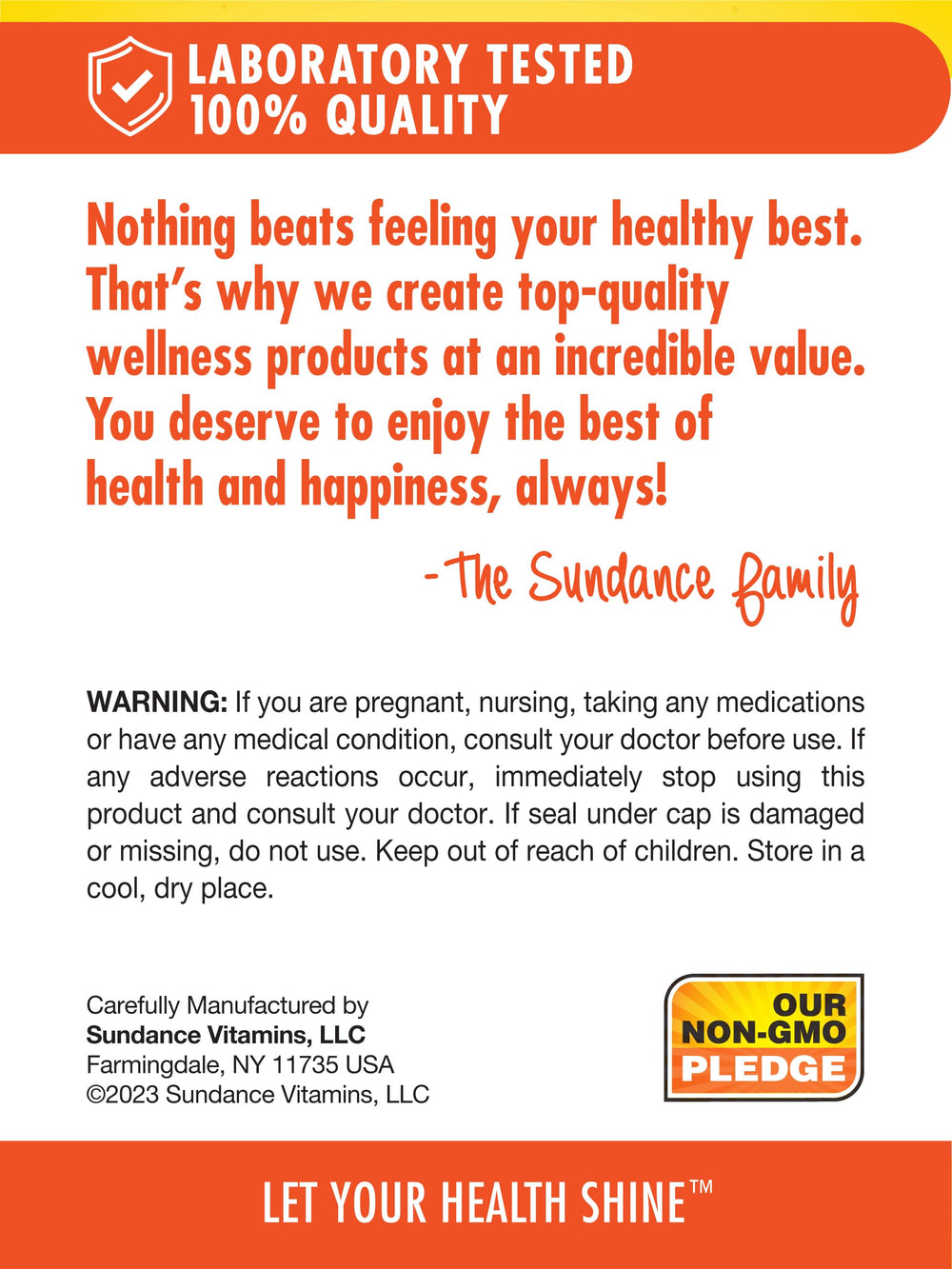 Box and bottle display Sundance Vitamin E packaging.