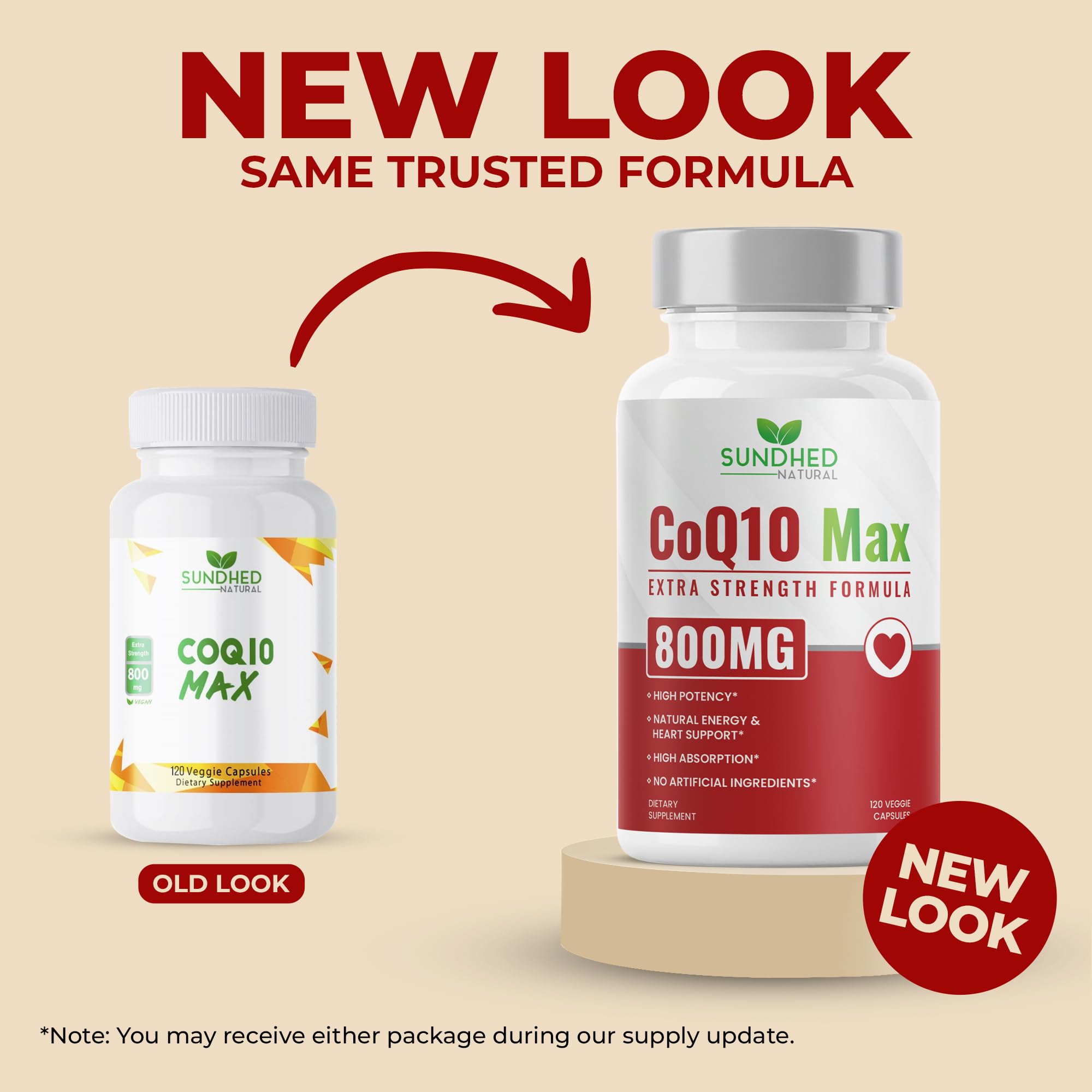 Sundhed Natural CoQ10 bottle label close-up highlighting health-oriented formula
