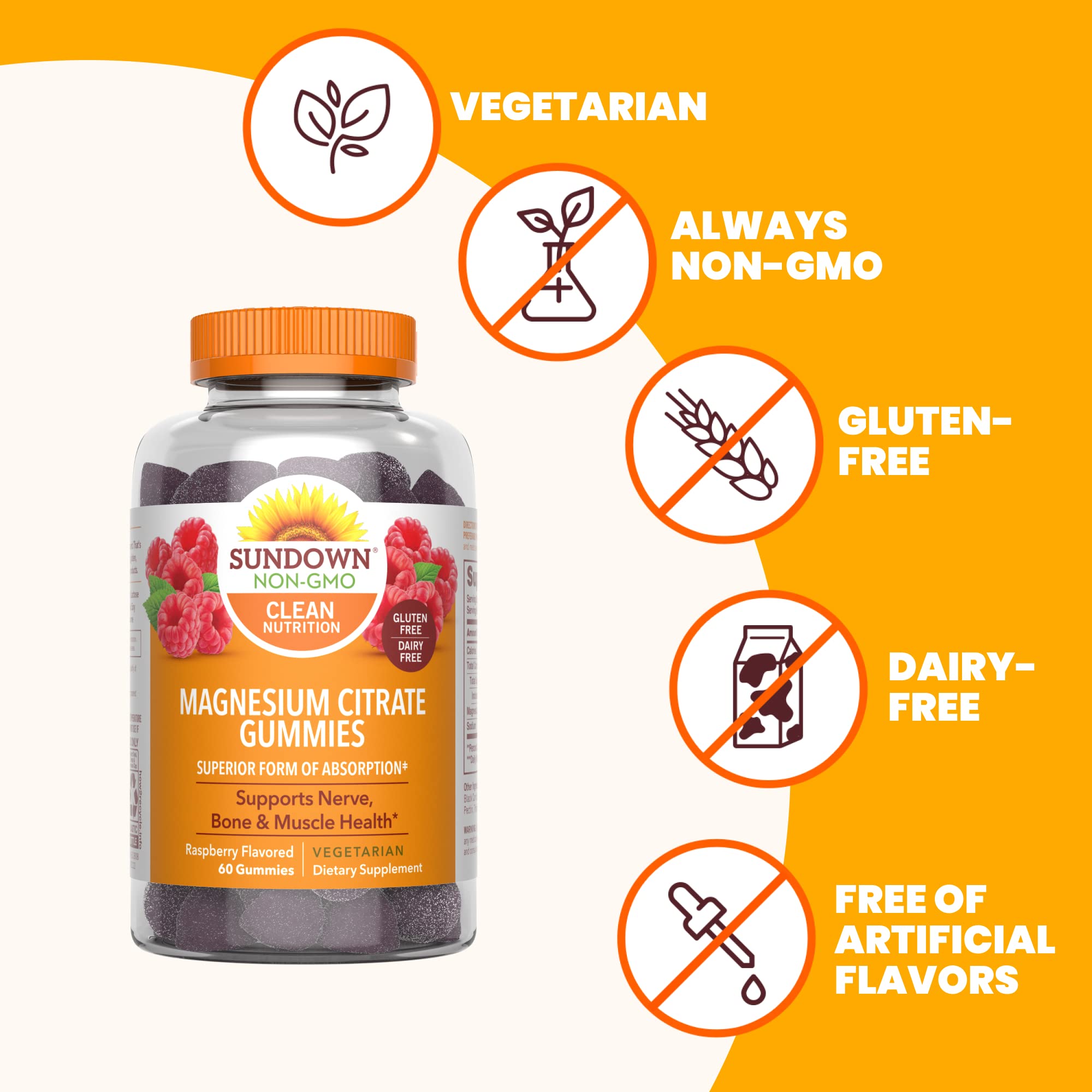 Sundown packaging front conveys convenient daily gummy supplement.