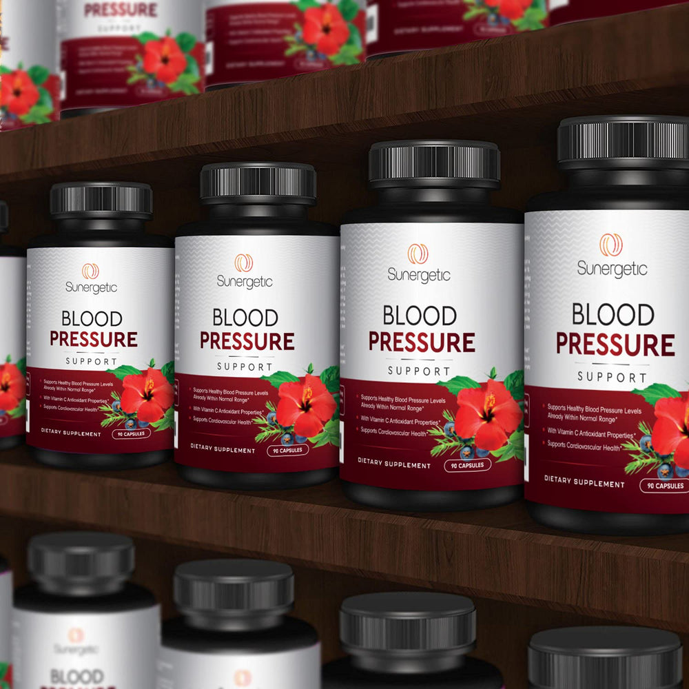 Sunergetic BP value pack shows 90 capsules for daily use.