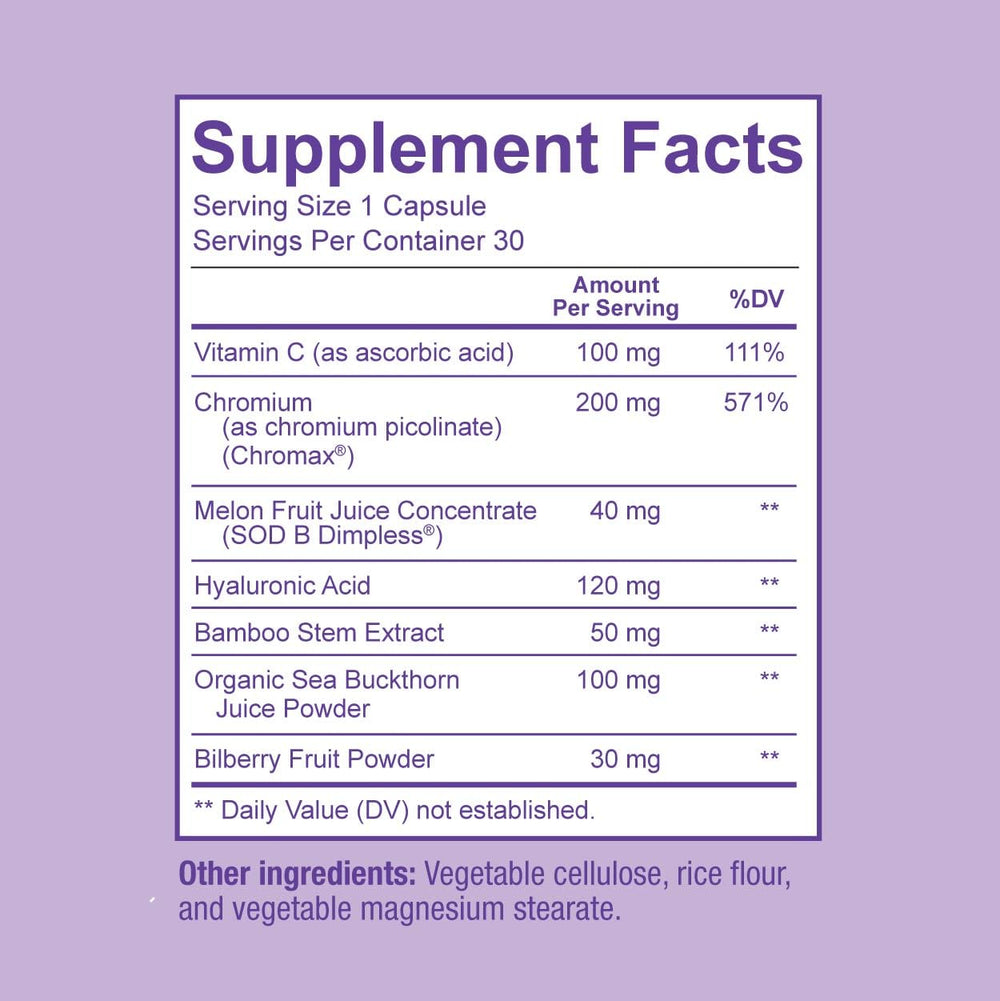 Sunergetic cellulite supplement capsules close-up