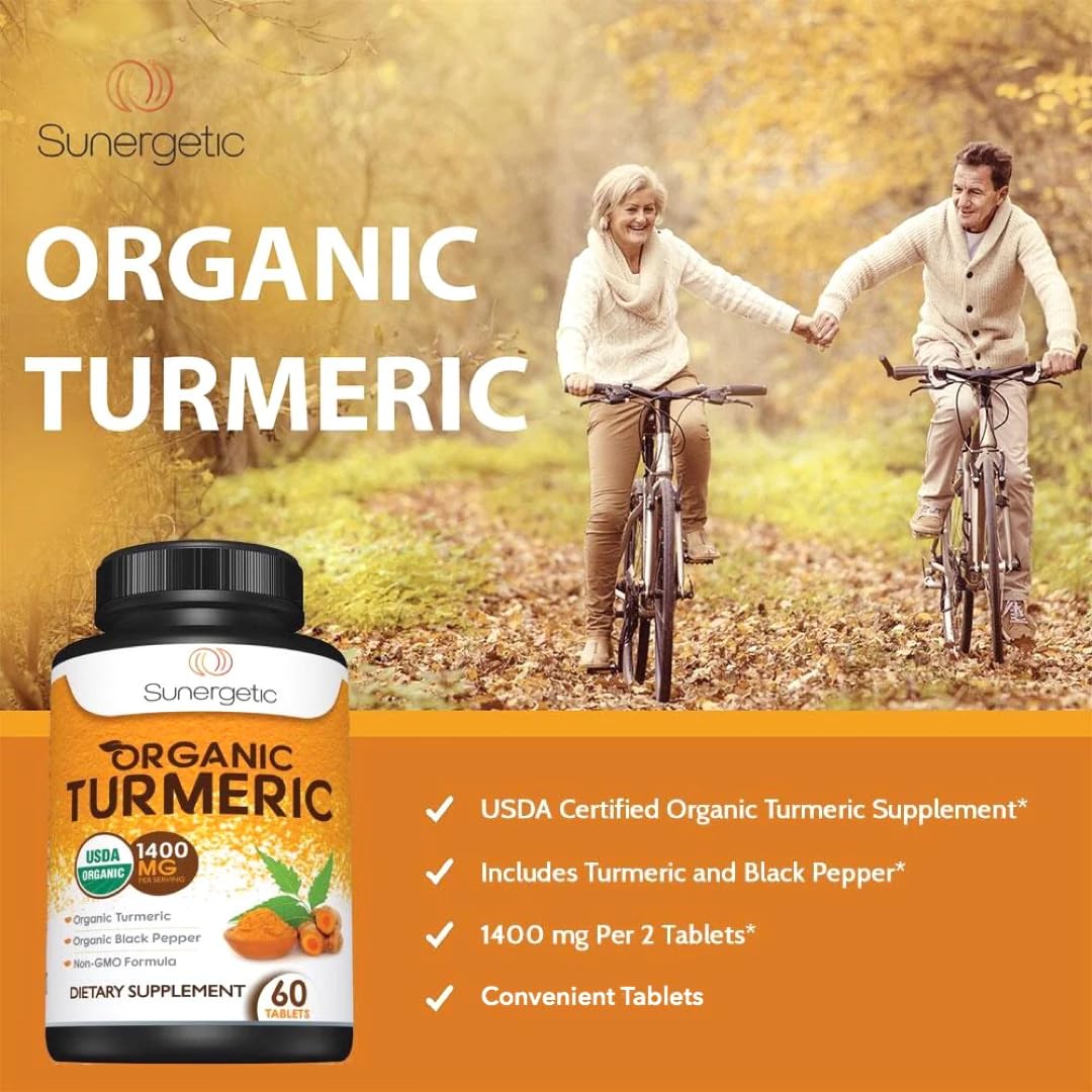 Sunergetic organic turmeric capsules packaging ready for daily routines.