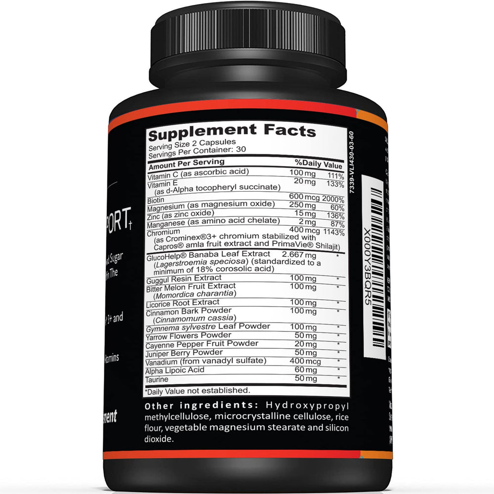 Sunergetic Premium Blood Sugar capsules closeup highlights convenient daily support