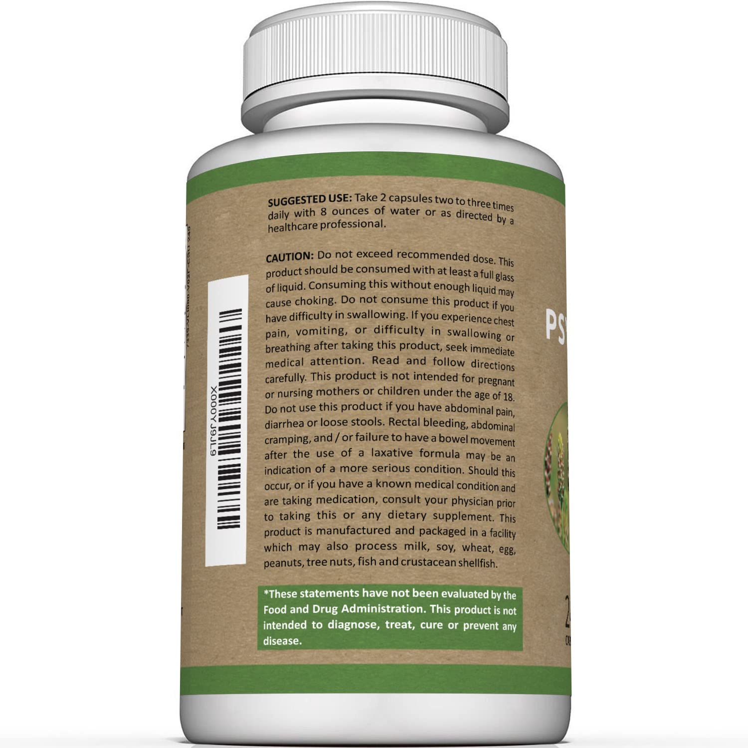 Sunergetic psyllium husk capsules packaging highlights 240 capsules for regularity.