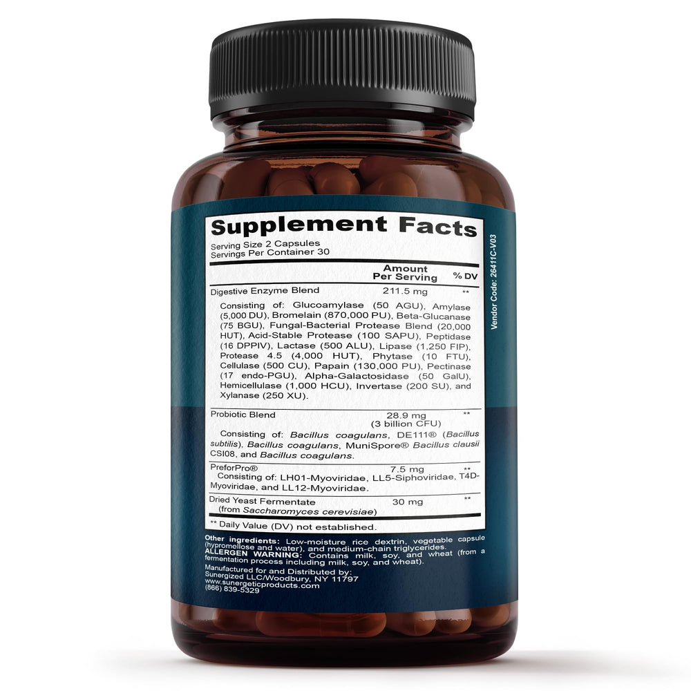 Third-party testing badge on Sunergetic supplement label