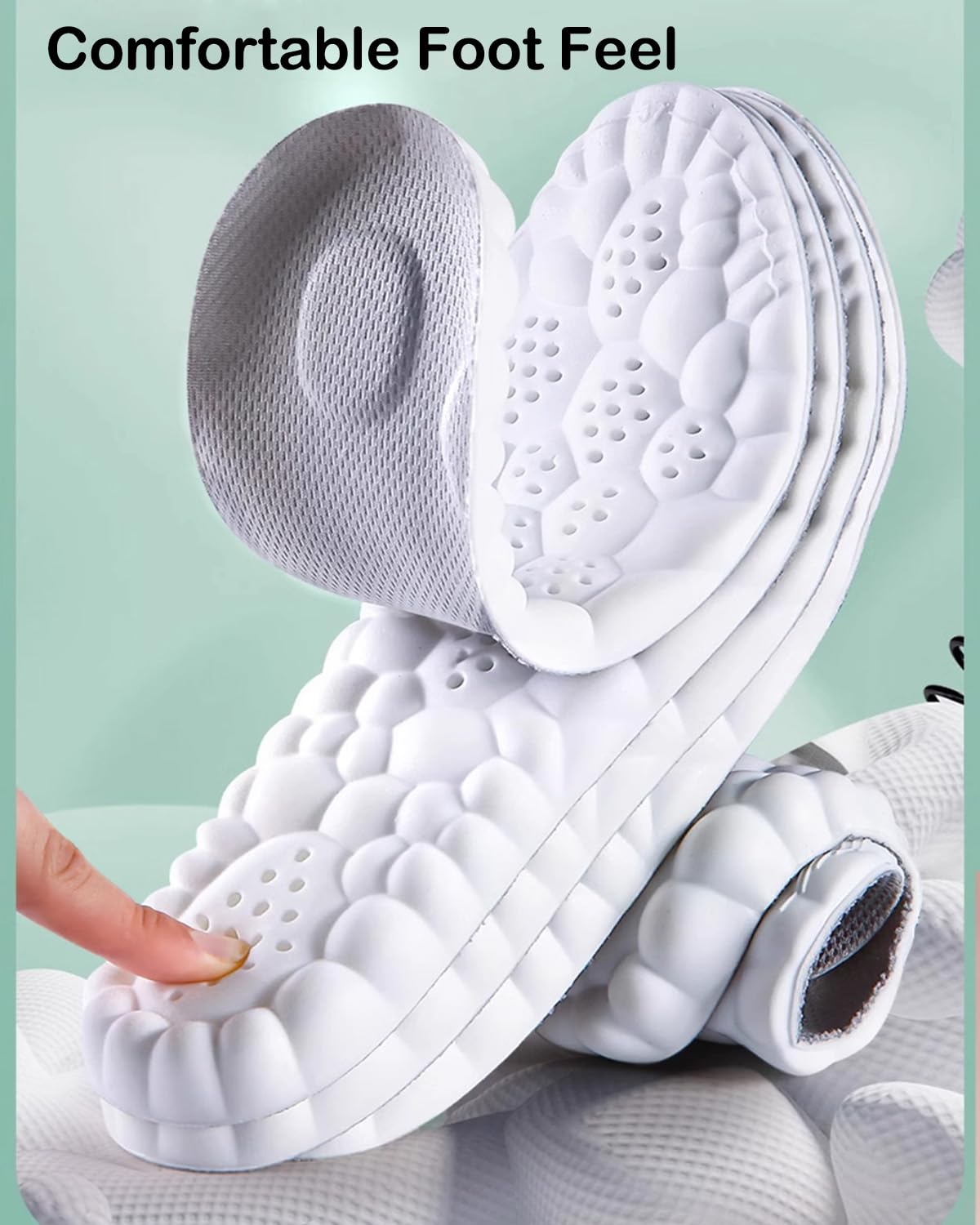 sunerme breathable memory foam insoles; keeps feet cool and dry