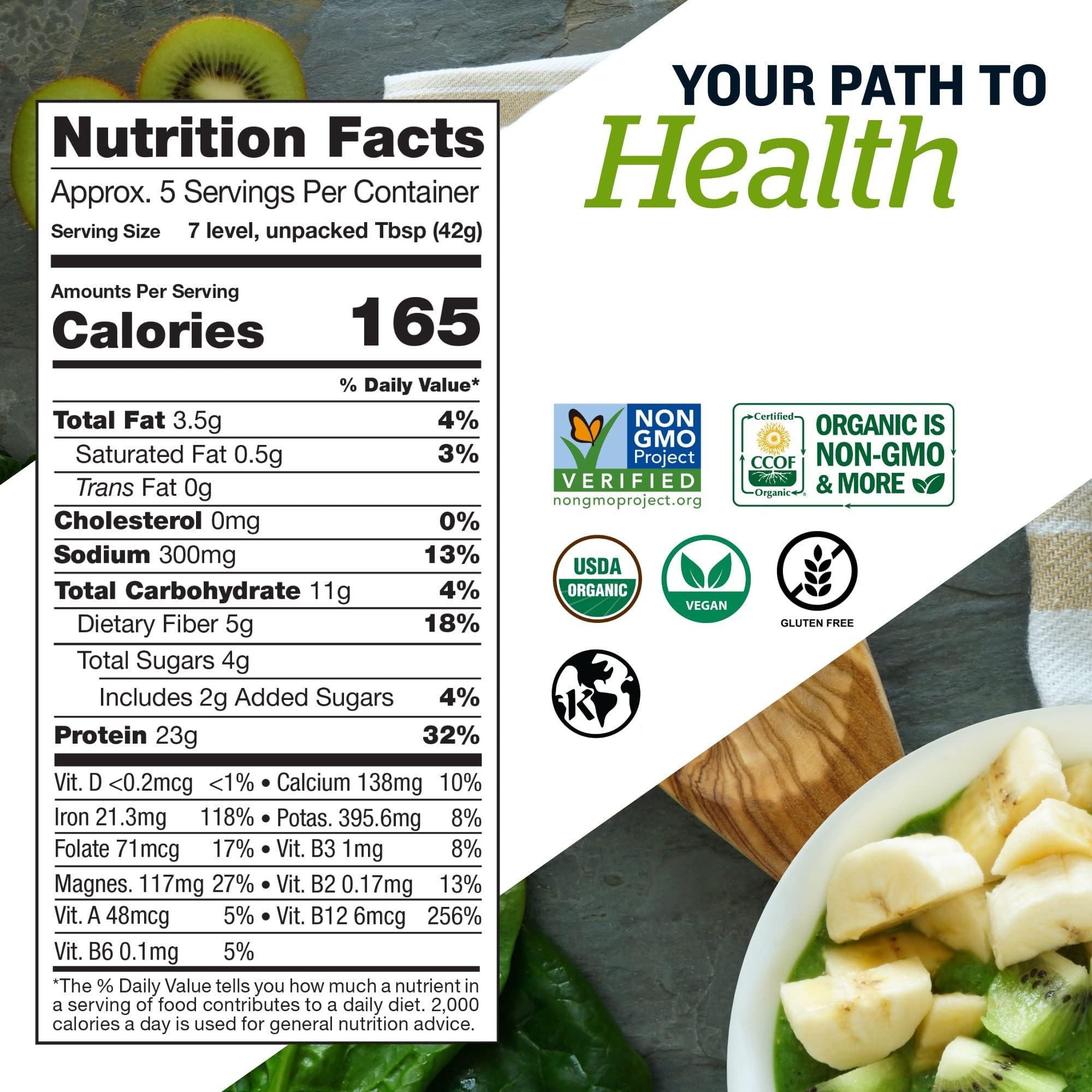 Sunfood Supergreens & Protein powder scoop illustrating easy serving and mixability