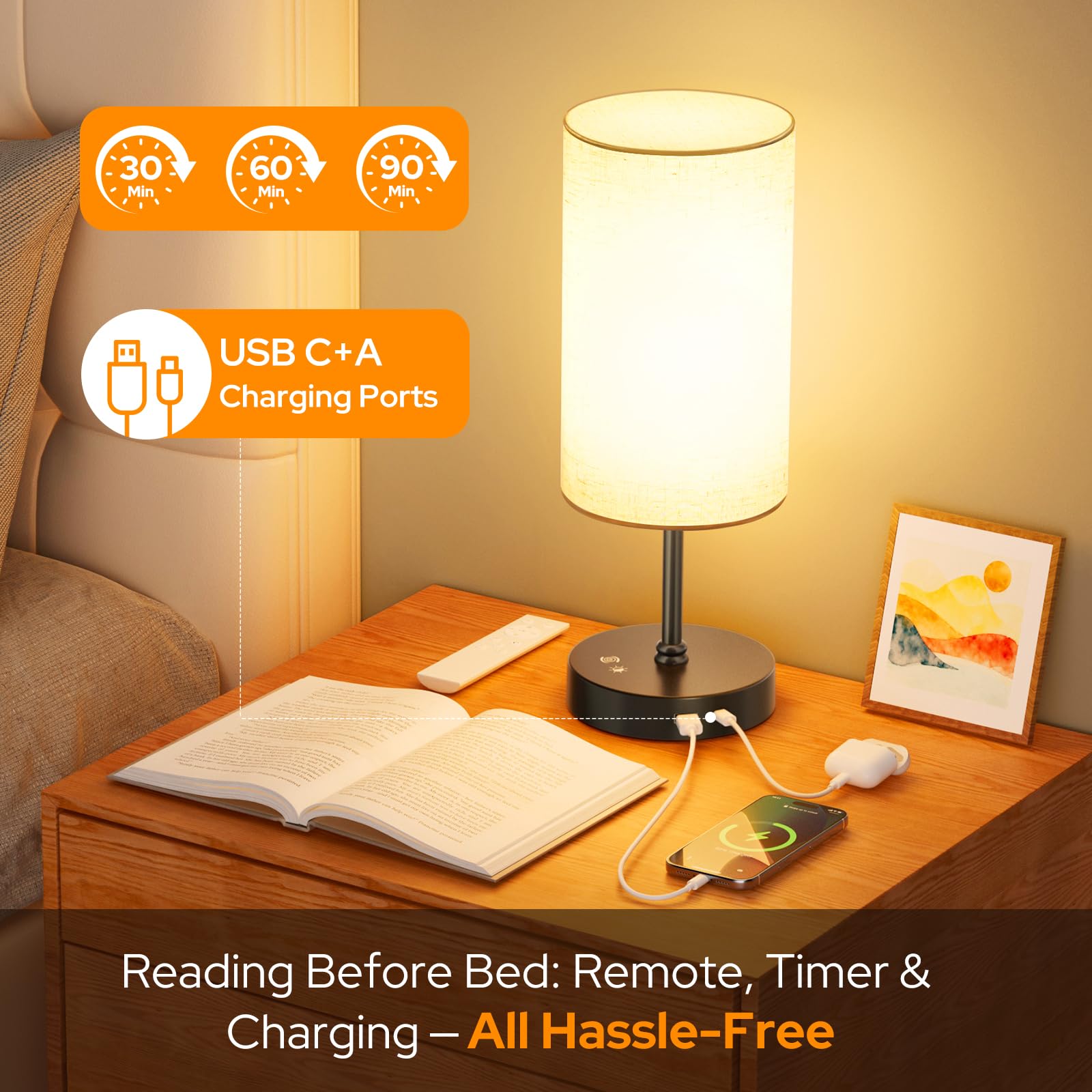 SUNKENET smart remote control lamp showing timer option for convenience.