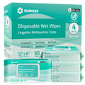 SUNKISS TrustPlus Wet Wipes for Adults – Extra Large 8x12, Unscented, 200 Count (4 Packs of 50)