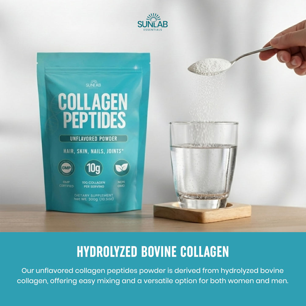 SunLab Essentials collagen USA-made facility image emphasizing domestic production quality